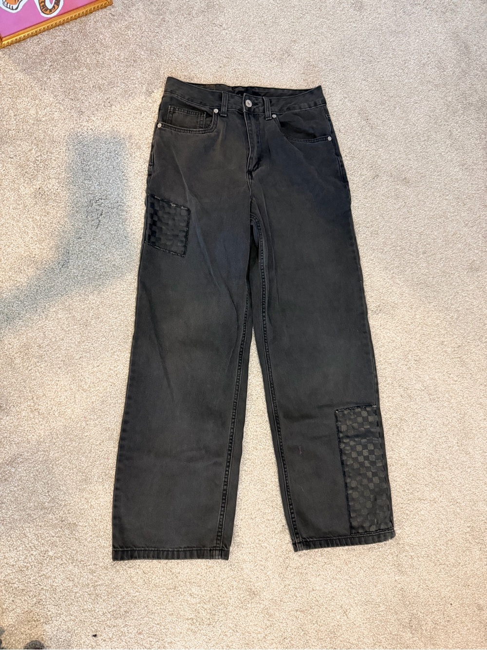 Vans Black Relaxed Jeans with Checker Patch